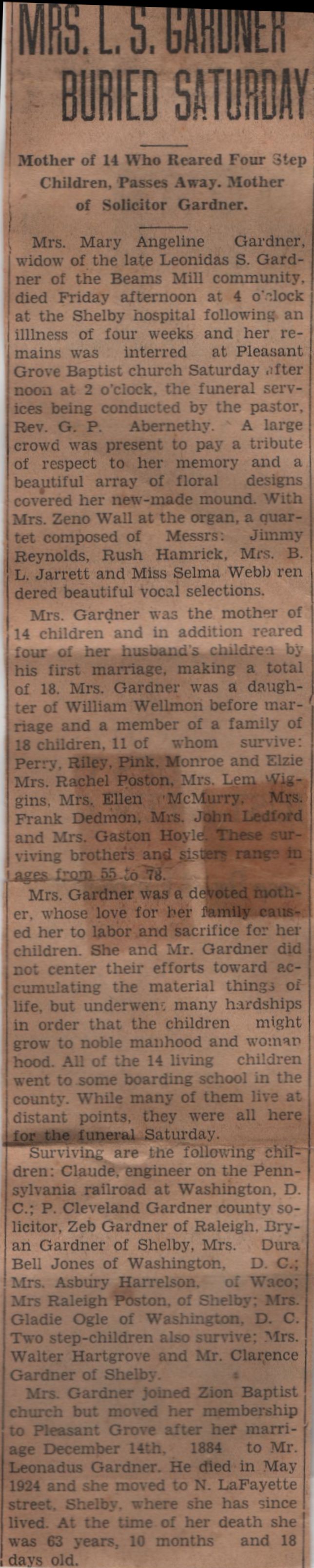 Gardner Mary Angeline